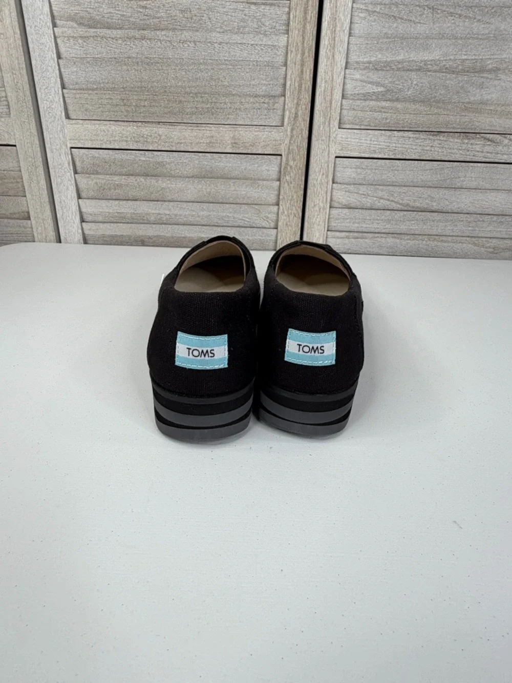 TOMS Alpargata Midform Espadrilles Slip On with Platform Sole Black Canvas-9.5